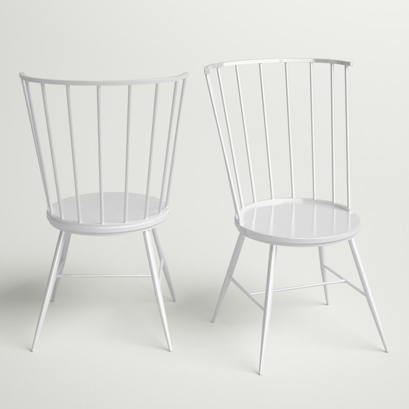 Kennamer Metal Slat Back Side Chair, White