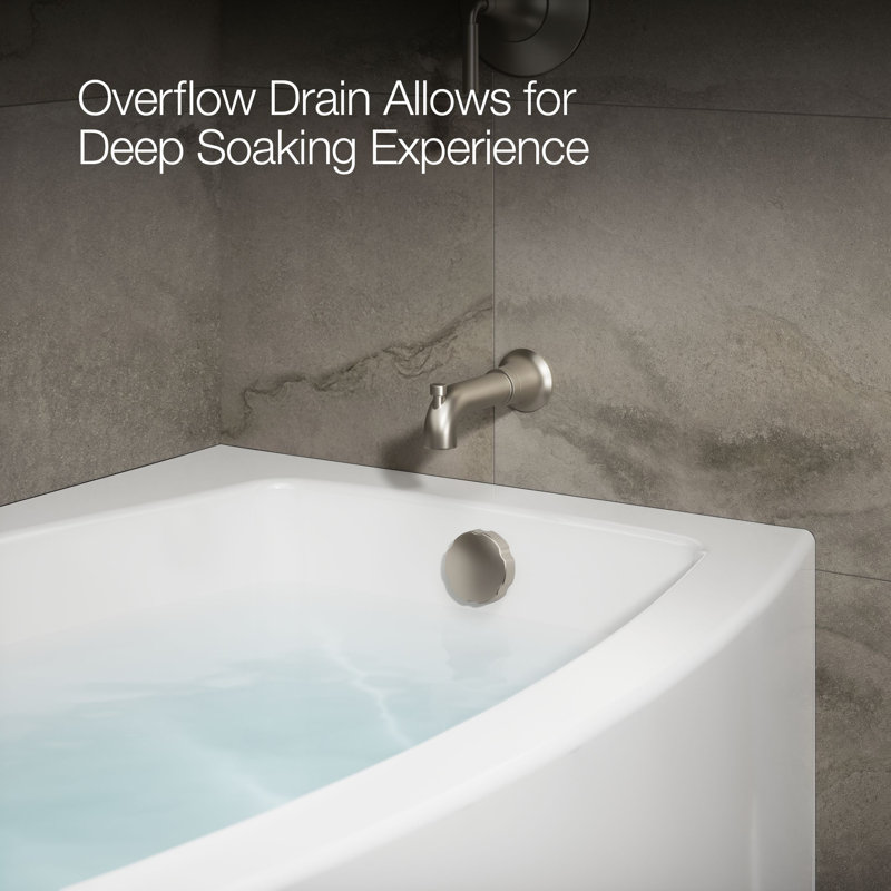 Expanse® 60" x 30" Space-Saving Acrylic Alcove Soaking Bathtub, White, Right