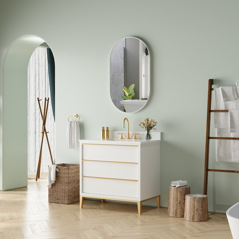 Miroir de salle de bain mural, Blanc, 40 po x 24 po