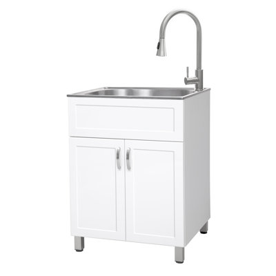 All-In-One 24.1" L x 21.3" W Free Standing Laundry Sink with Faucet