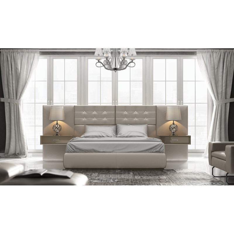 Vegan Leather Panel Bed, Queen