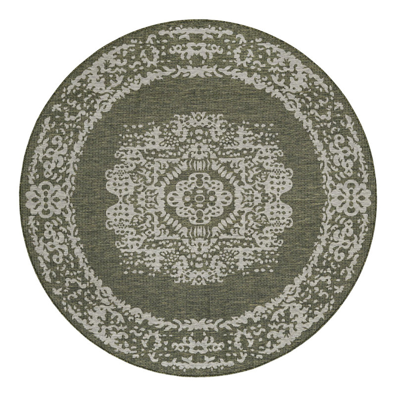 Cowie Green/Gray Rug, Round 7'10"