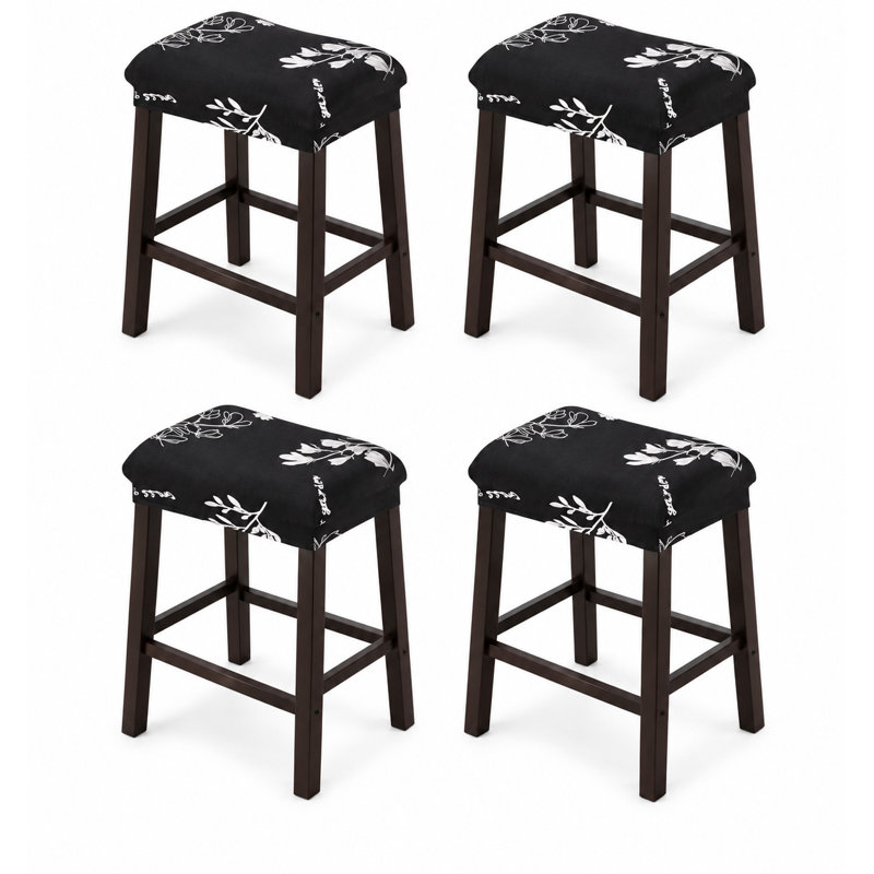 Ensemble de 4 tabourets de bar rectangulaires imprimés à hauteur de comptoir avec housses de selle et housse de protection