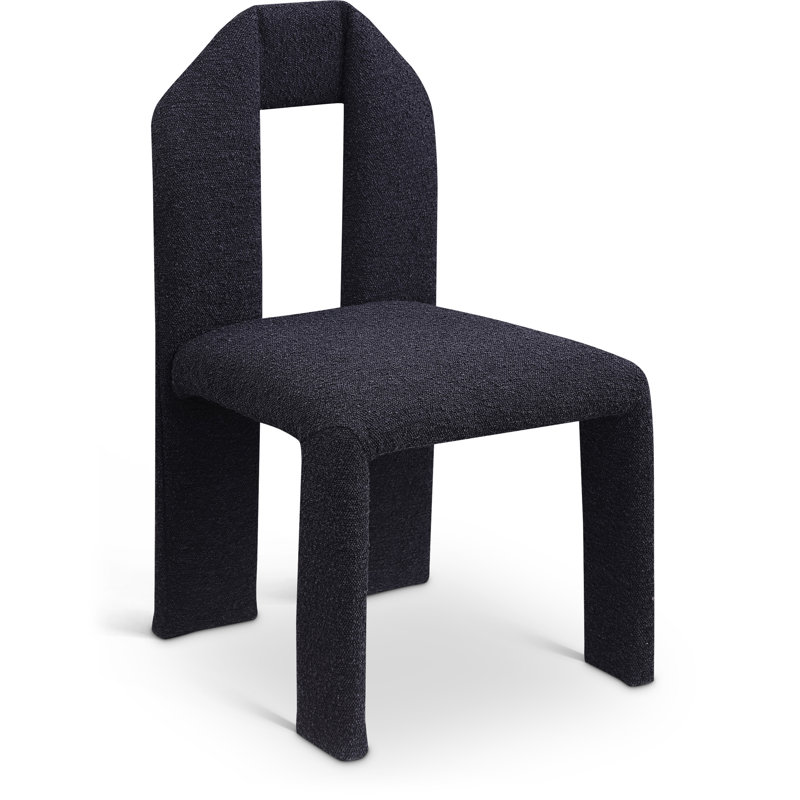 Chaise rembourrée Bennett, Tissu bouclé noir