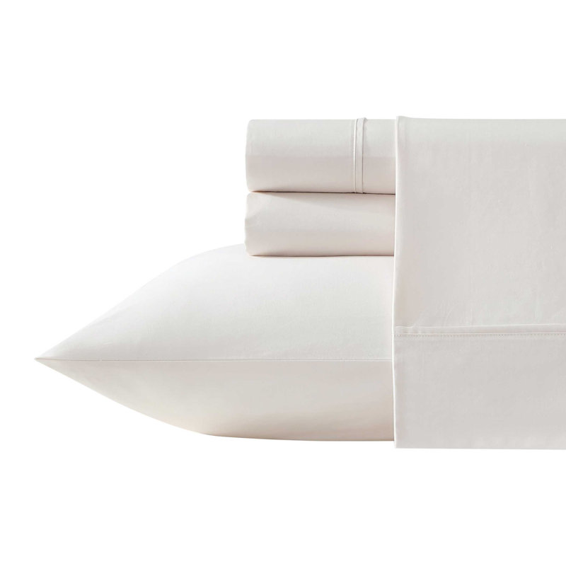 Vera Wang Egyptian Cotton Solid Sheet Set, Queen Sheet Set with 3 Additional Pieces, Pink