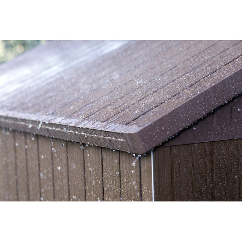 6' x 8' Brown Resin Outdoor Storage Shed with Windows