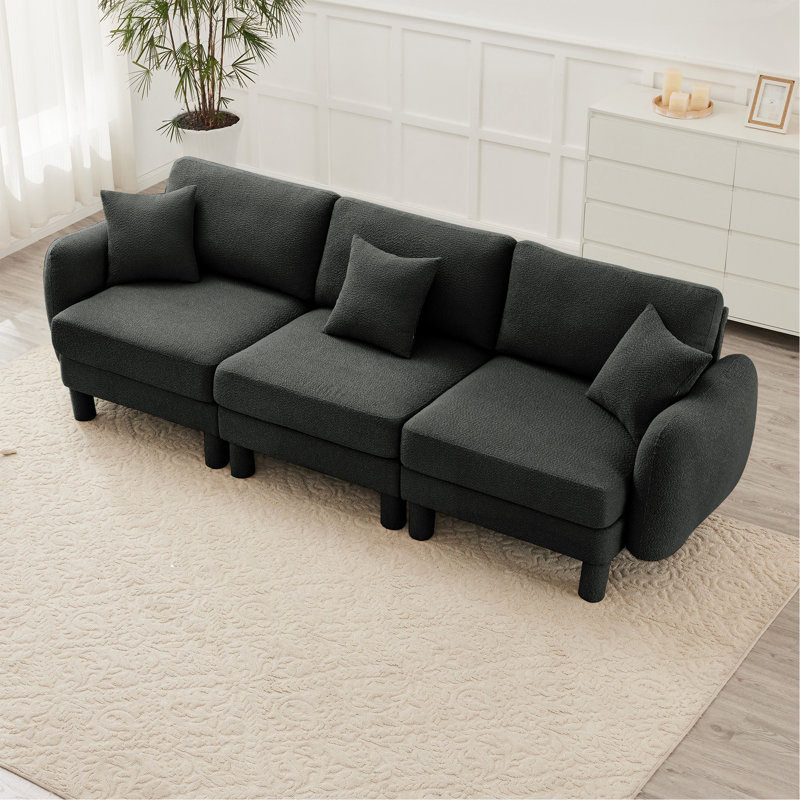Canapé 3 places en tissu Boucle, Gris foncé