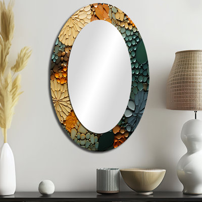 Hardedge Art Earthy Euphony VI - Grand miroir mural ovale sur métal