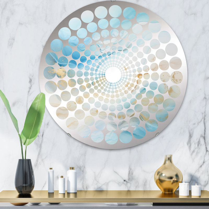 Liquid Sky Charm Echoes I - Miroir décoratif à pois radiaux | Rond, 31,4 po x 31,4 po