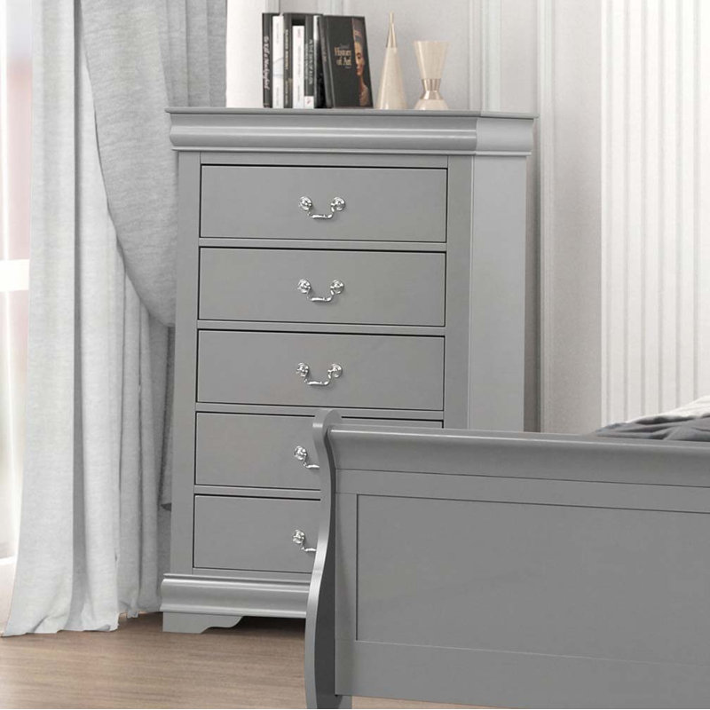Commode 5 tiroirs, Gris
