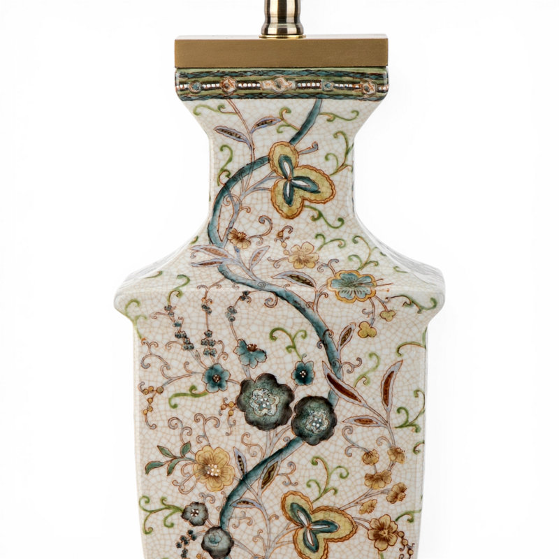 Twine Garden Hand Painted Porcelain Table Lamp with Gold Wood Base