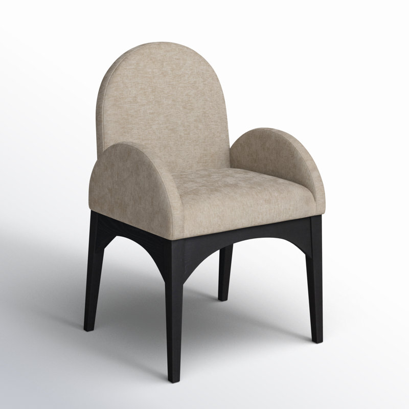 Waldorf 19.75'' H Upholstered Armchair, Beige, Black