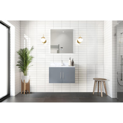 Dark Grey 30 In. Bath Vanity With Led Mirror - Commodious Storage Compartment Fully Assembled Ample