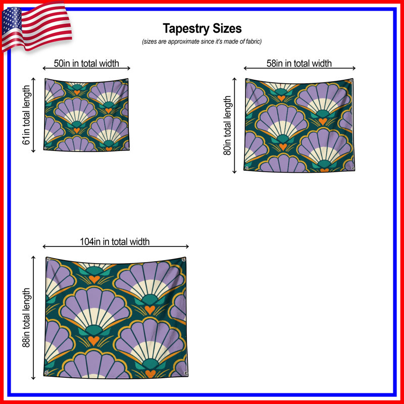 Tapisserie murale Art Deco, 68in H x80in W with 4 Grommets