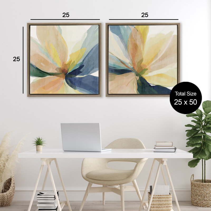 Ensemble de cadres flottants 2 pièces Abstract Sunshine Florals, design par Irena Orlov, H 25 po x l 25 po