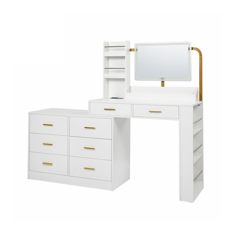 Commode blanche moderne à 8 tiroirs pour la chambre à coucher - Vaste commode de rangement, robuste et sécuritaire