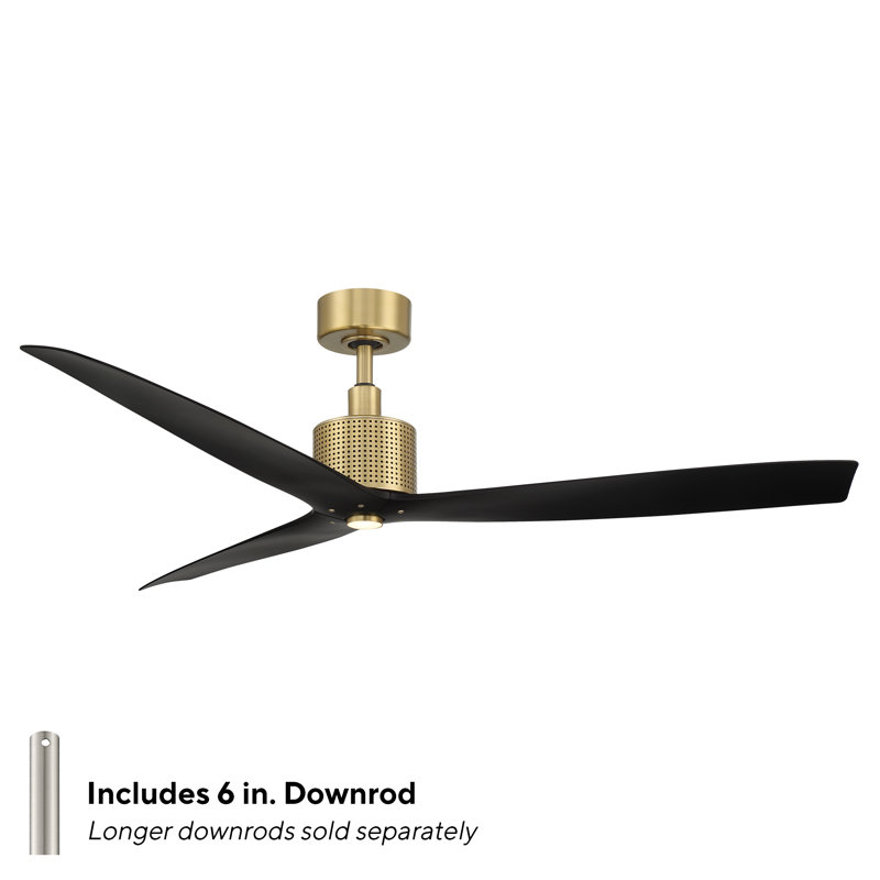 Spinster 60'' Smart Ceiling Fan with LED Light and Bluetooth Remote Control Included, Matte Black/Gold