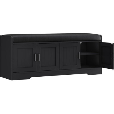 Banc de rangement 45 po avec coussin à 2 niveaux et coussin rembourré
