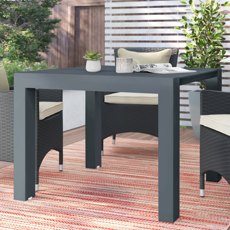 Outdoor Dining Table , 39'' in. W 39'' in. D, Rattan Gray