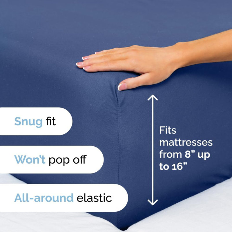 6 Piece Sheet Set, Soft Cooling Bed Sheets, Breathable & Wrinkle Free, Hotel Luxury Bedding, Navy Blue