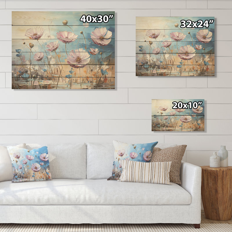 Divine bleuet en fleurs, champ de fleurs, art mural sur bois de pin naturel, H 10 po x l 20 po