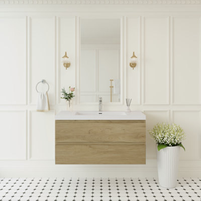 Space-saving Vanity Wood Modern Bathroom Perfect For Small Spaces