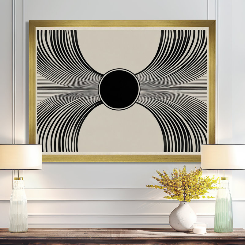 Vortex noir rétro - art mural moderne Mid-Century, impression sur toile moderne de style Mid-Century noir, H 24 po x l 32 po