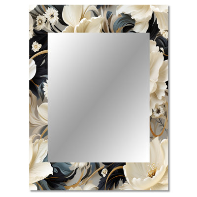 Kerns Ethereal Rococo Flourish Victorian Pattern - Floral Unique Mirror, Floral Large Wall Mirror, Printed Metal Art
