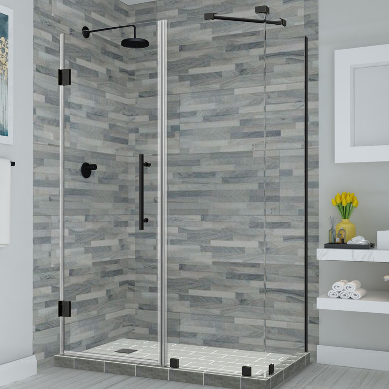 Bromley Frameless with Glass Shelves 42.25" x 72" Rectangle Hinged Shower Enclosure
