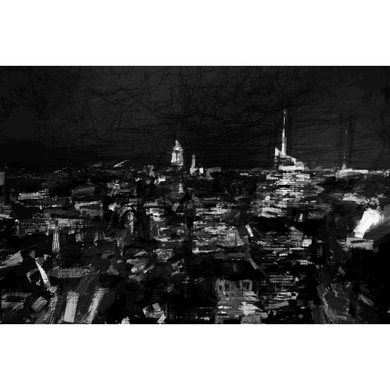 Edgy City At Night - impression sur toile tendue, L 12 po x H 8 po