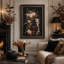 Art mural sur toile, roses roses et fleurs blanches sur une pile d'Halloween rétro-2135329568