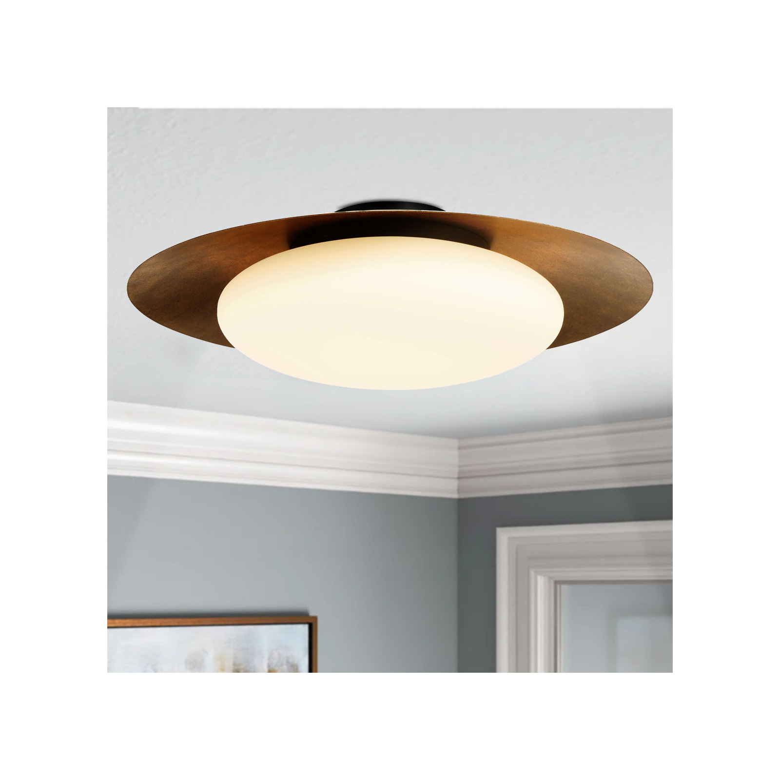 Haines Single Light Glass LED Flush Mount, 7.25" H x 24" W x 24" D