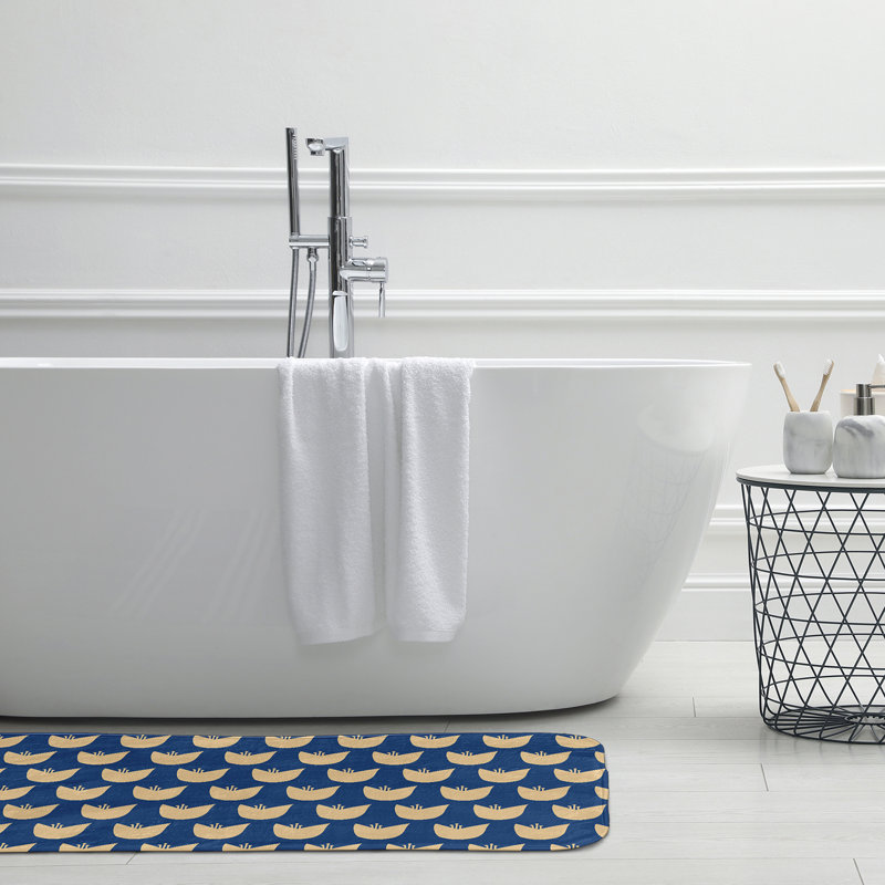 Tapis de bain Flower Power, Bleu, L 21 po x L 34 po