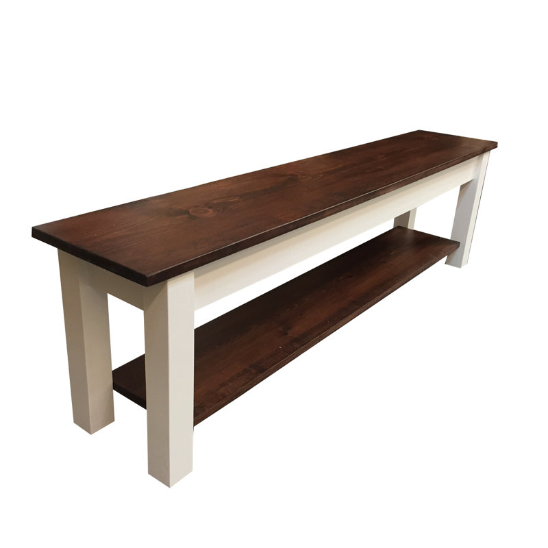 Banc de rangement pour chaussures en bois massif Teri, H 17 po x l 54 po x p 12 po