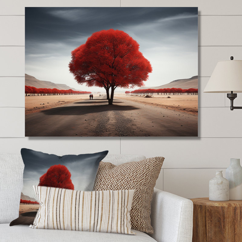 Red And Grey Tree Solitude IV Framed On Canvas Print, H 12 po x l 20 po x P 1 po, Toile tendue