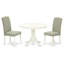 Ensemble de table de salle à manger 5 pièces comprenant une table de cuisine ronde avec piédestal et 4 chaises rembourrées en lin Shitake foncé, lin blanc-1869960860-1869960861-1800375220