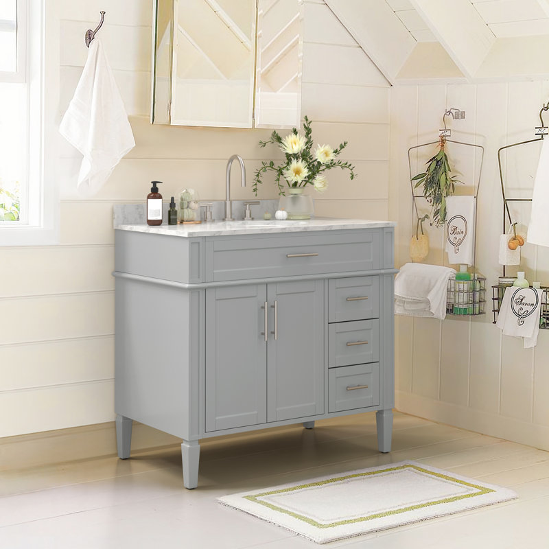 Ensemble de meuble-lavabo simple 36 po Dayan, Gris