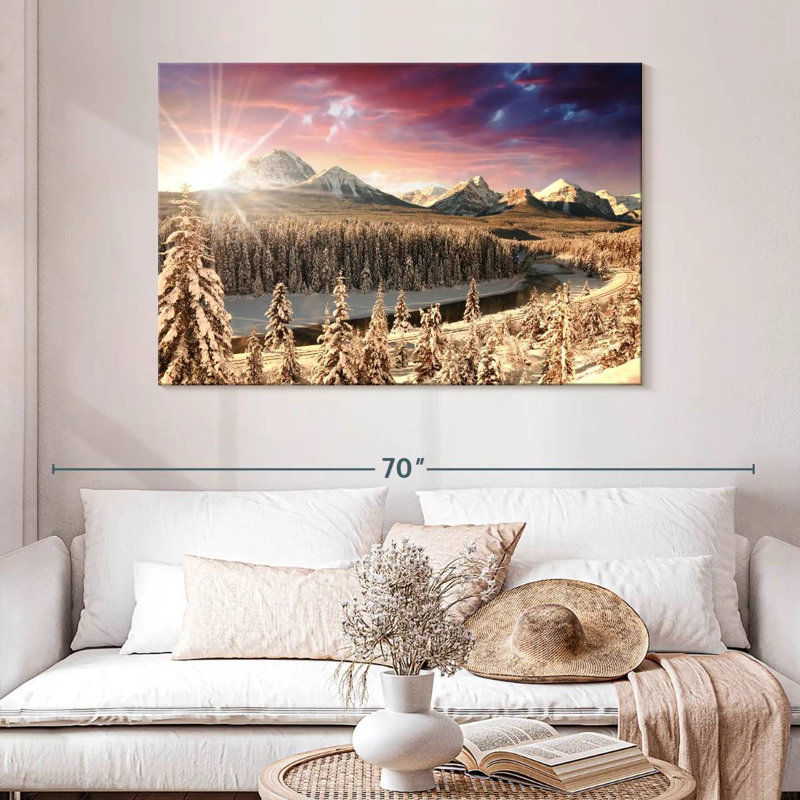 Alvord Alberta Rockies Winter Sun, 32" H x 48" W