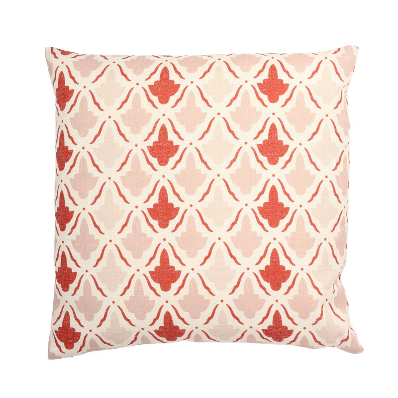 Kyoto Pattern With Polyester Insert Pillow, Red/White