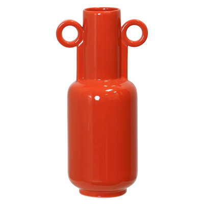 Dann Foley Lifestyle - Ares Ceramic Vase - 8"W x 8"D x 16"H - Gloss Tomato Red