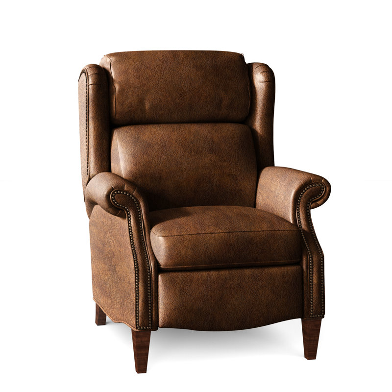 Miller Recliner, Natural, Mahogany, Anilina Cacao Genuine Leather