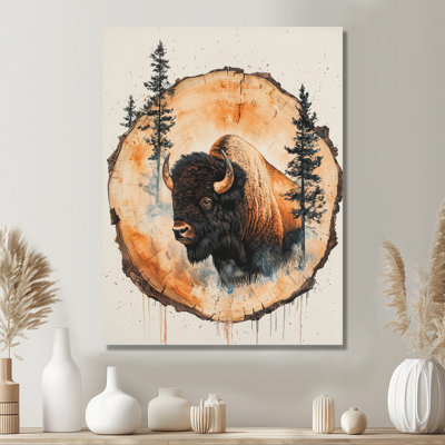 American Bison Into The Woods III - Bison Metal Print Wall Art