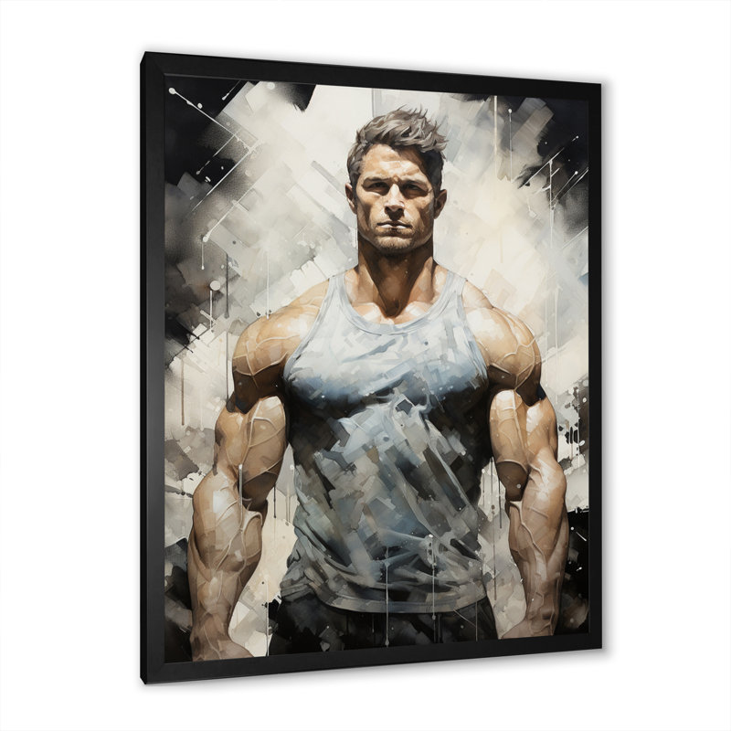Tristyn - Musculation physique ciselée sur toile, Cadre photo noir, H 20 po x l 12 po x P 1 po