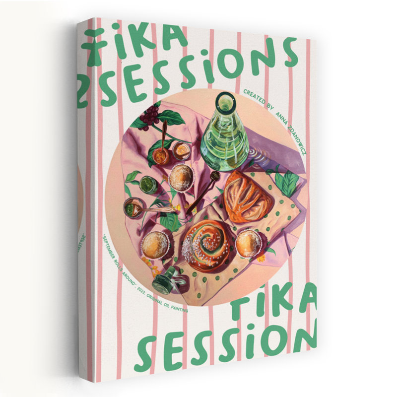 Cozy Fika Spread, art mural contemporain, H 18 po x l 12 po