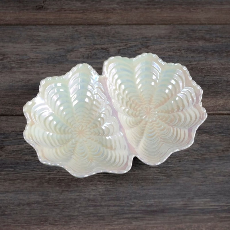 Ceramic Double Seashell Serving Platter 7.75"
