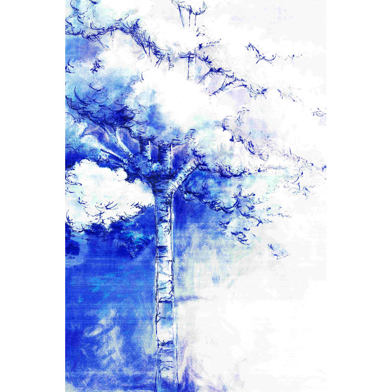 Arbre bleu triste, H 18 po x l 12 po