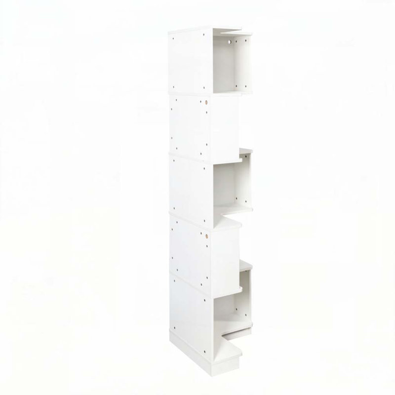 Bibliothèque d'angle à 5 niveaux avec chicane, Blanc