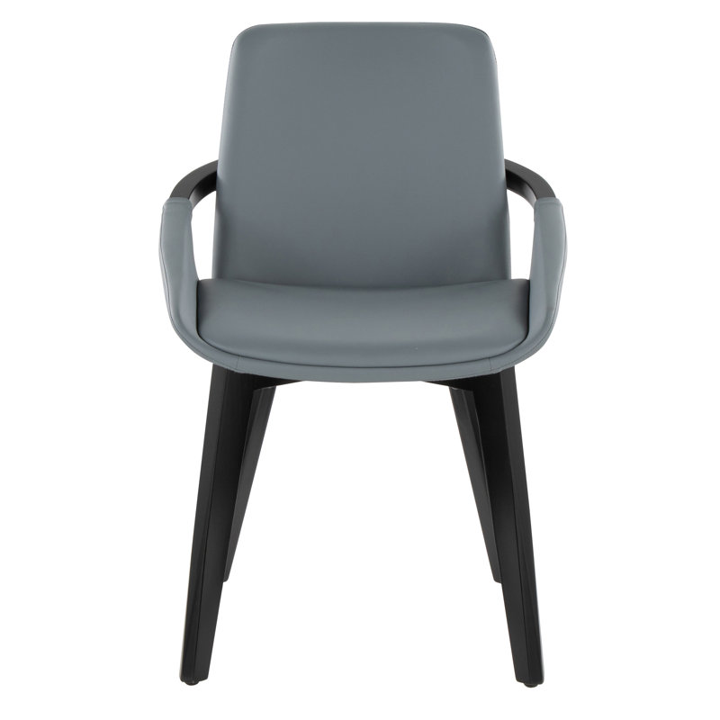 Chaise en similicuir gris et bambou