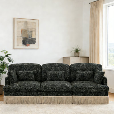 Canapé modulaire en chenille à imprimé léopard 100 po Geneveve