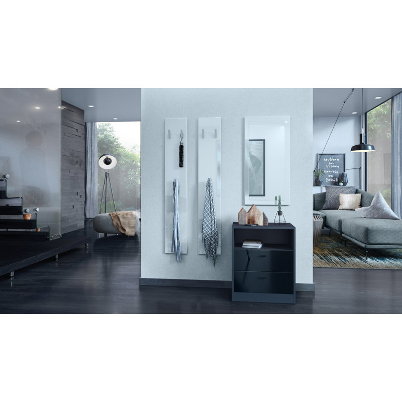 Berenices 56cm W 2 - Drawer Chest of Drawers, Matt Anthracite/High Gloss Black